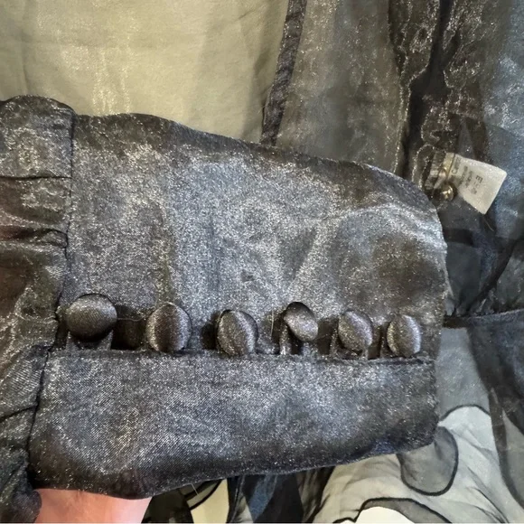 Parks & Fifth Sheer Overlay Tied Blouse - Picture 5 of 9